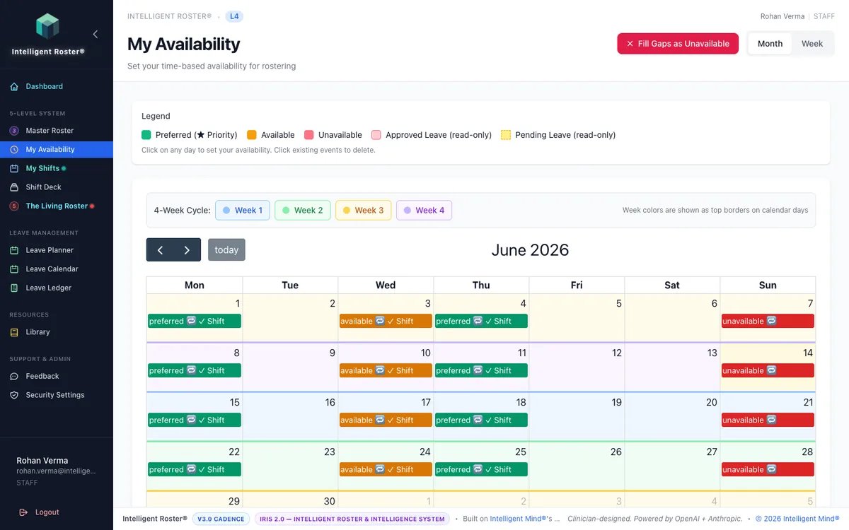 My Availability calendar with Available, Preferred, and Unavailable blocks